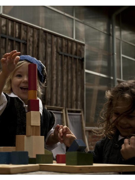 Wooden Story Houten speelgoed blokken in bak - regenboog 30 blokken