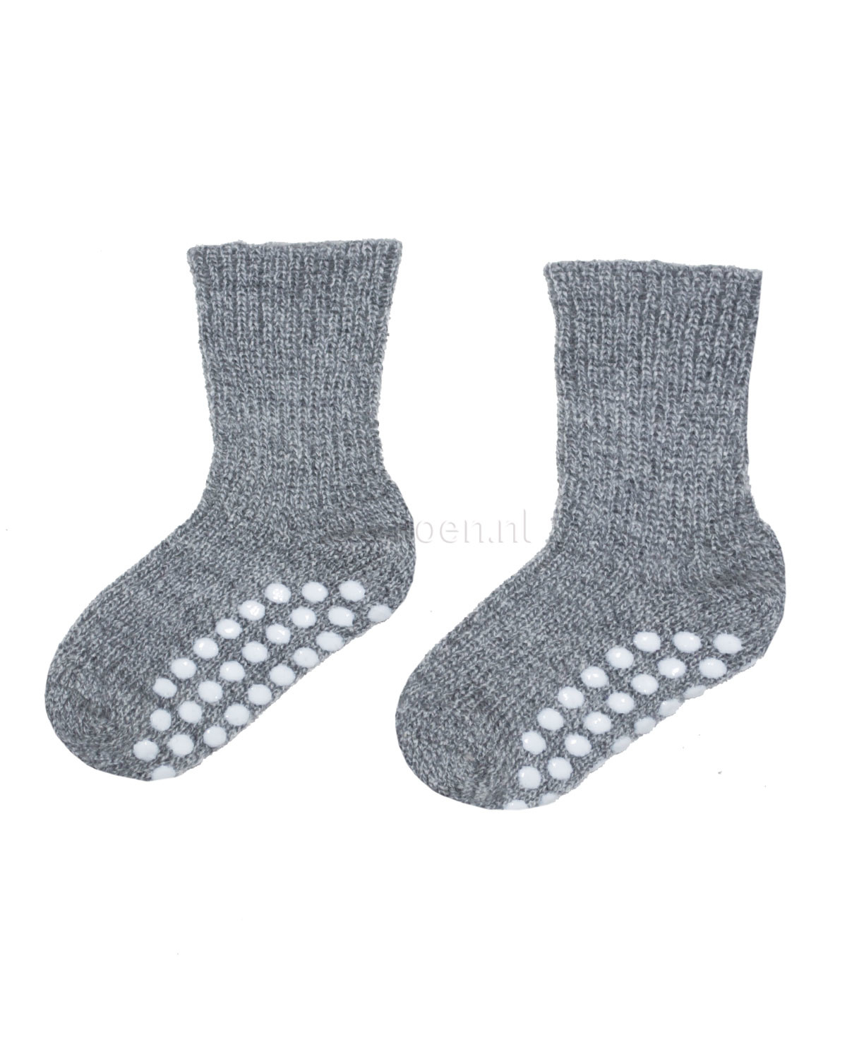 Nageslacht pasta grafisch Hirsch Natur Wollen sokken met anti-slip stippen - grijs - Ziloen