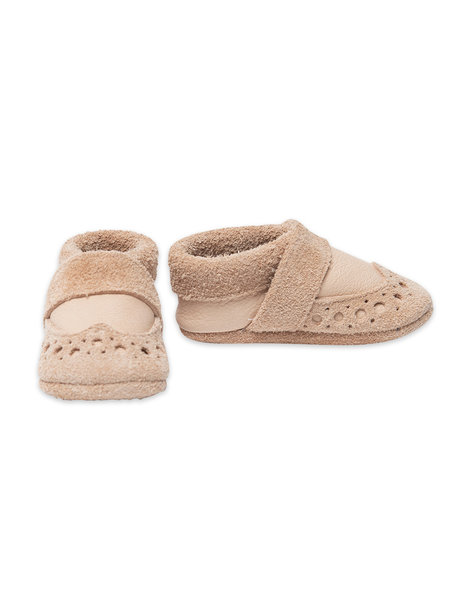 Pantolinos leren baby slofjes - Bahama sand