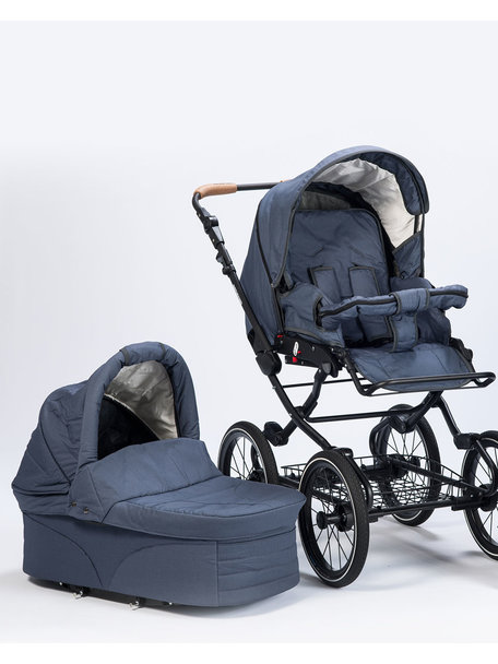 Naturkind Kinderwagen Vita dark blue - basismodel inclusief reiswieg