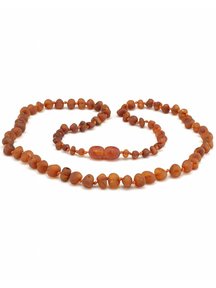 Amber Dames barnsteenketting 45cm - cognac raw