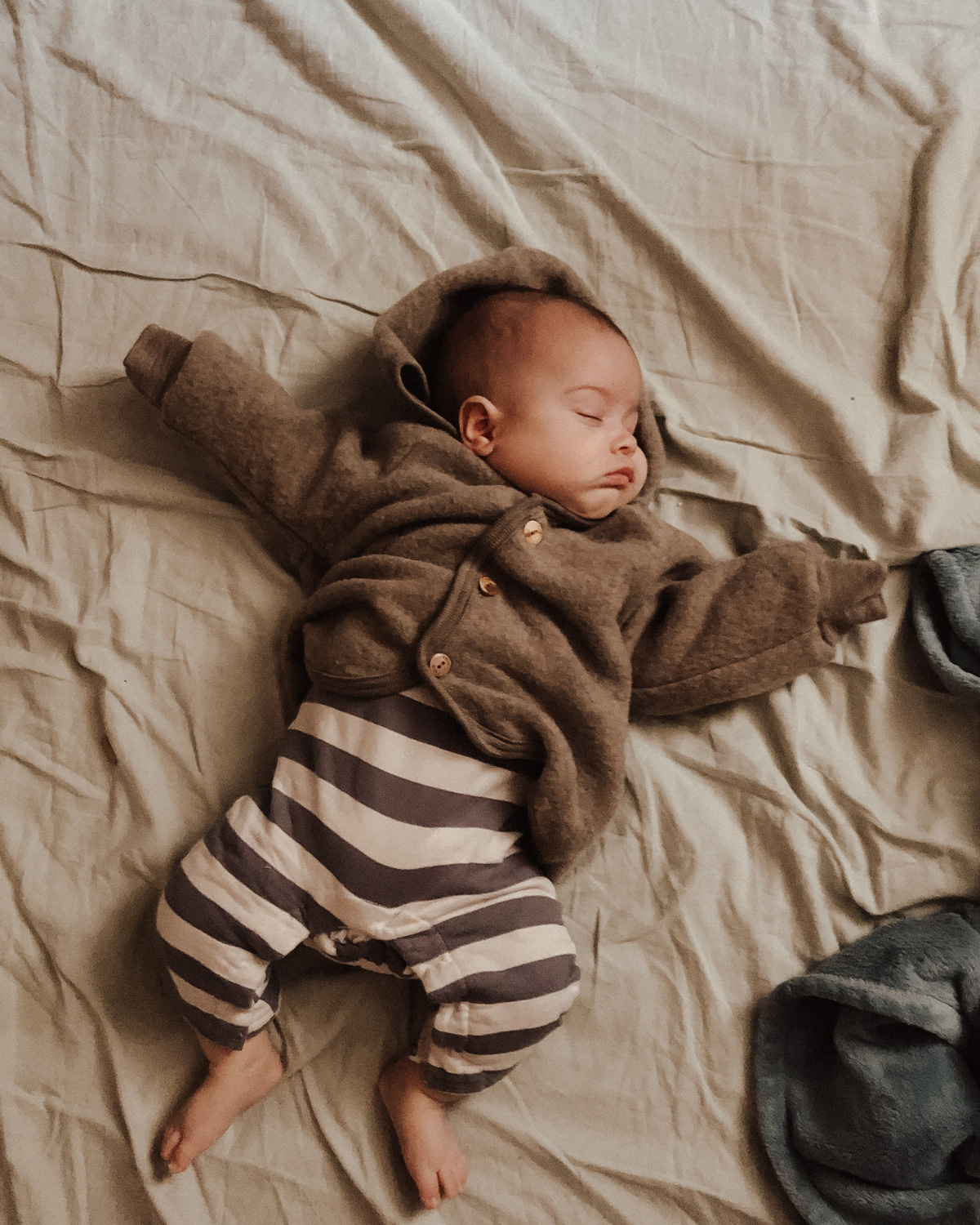 Jasje van wol fleece walnoot
