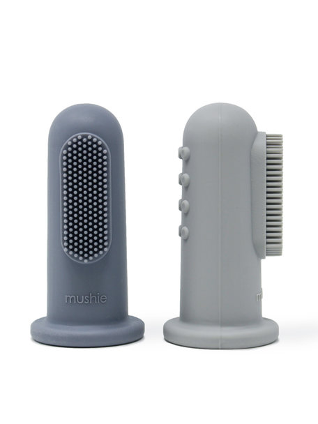 Mushie Babytandenborstel - tradewinds/stone - 2 stuks