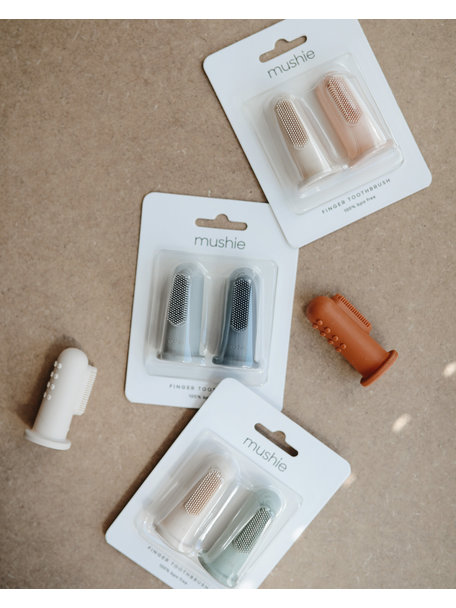 Mushie Babytandenborstel - tradewinds/stone - 2 stuks