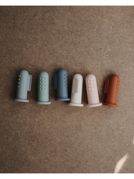 Mushie Babytandenborstel - tradewinds/stone - 2 stuks