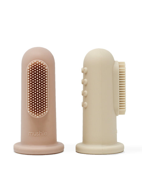 Mushie Babytandenborstel - tradewinds/stone - 2 stuks