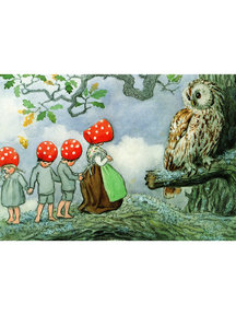 Elsa Beskow Elsa Beskow kaart - Kabouterkinderen bij de uil