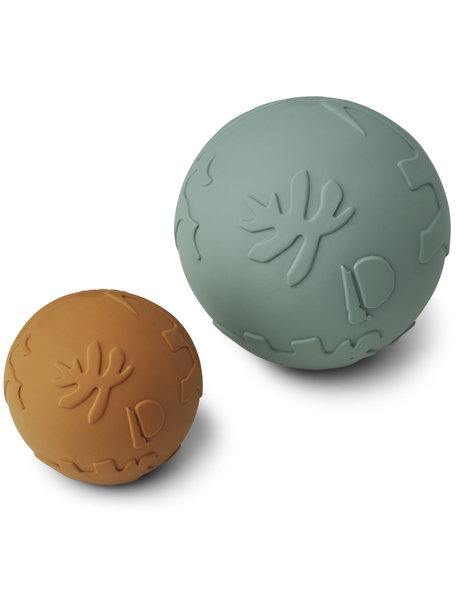 Liewood Set van 2 speelballen van rubber - mustard/peppermint