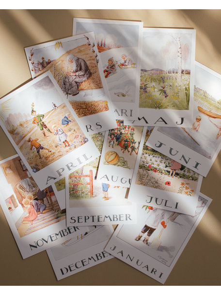 Elsa Beskow Elsa Beskow set maand kaarten - postkaart (12 stuks)