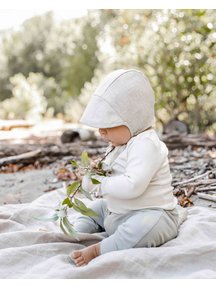 Briar Handmade Linnen bonnet met kapje - sand