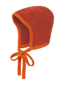 Disana Mutsje van merino wol - oranje/bordeaux