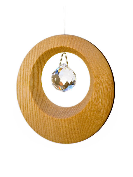 Handmade Kristal hanger in houten ring - medium