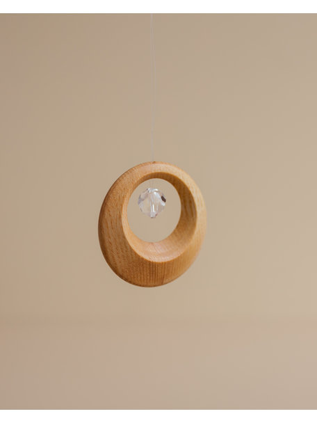 Handmade Kristal hanger in houten ring - mini