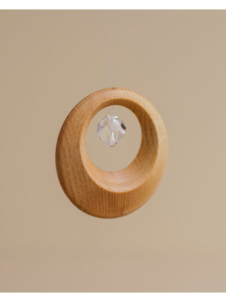 Handmade Kristal hanger in houten ring - small