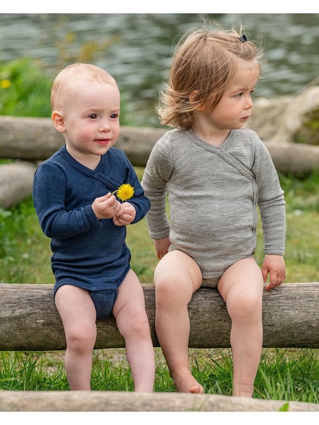 Engel Natur Wikkelromper van wol en zijde - navy