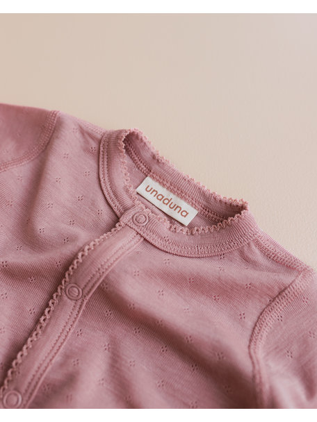 Unaduna Onesie pointelle 2 in 1 feet wol/zijde - cameo rose