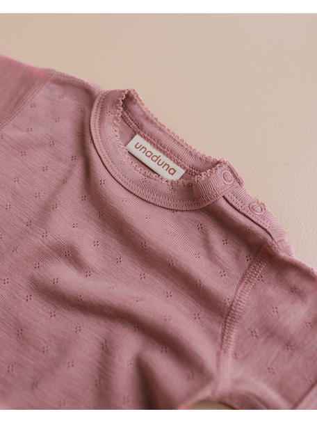 Unaduna Rompertje short sleeves pointelle wol/zijde - cameo rose