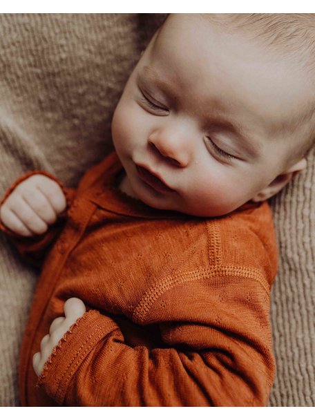 Unaduna Onesie pointelle 2 in 1 feet wol/zijde - cameo rose