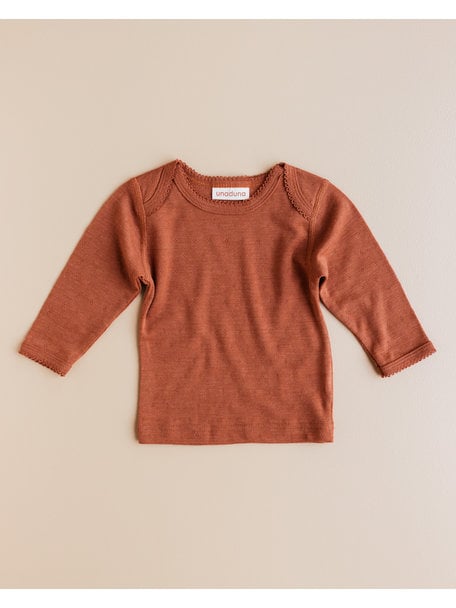 Unaduna Babyshirtje pointelle wol/zijde - umber