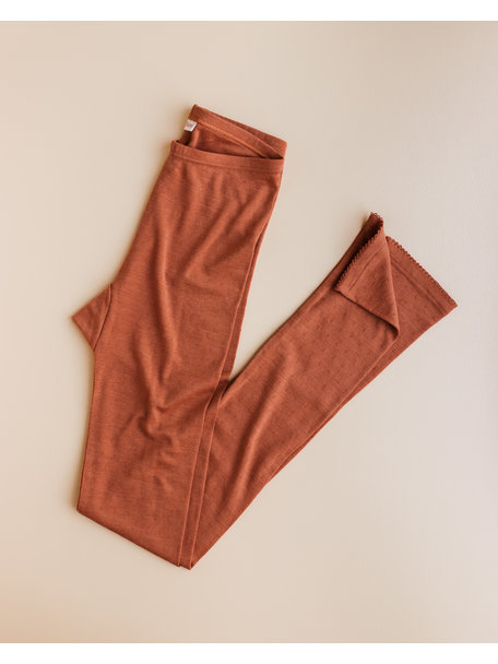 Unaduna Dames legging pointelle wol/zijde - umber