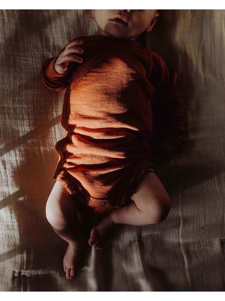 Unaduna Wikkelrompertje pointelle wol/zijde - cameo rose