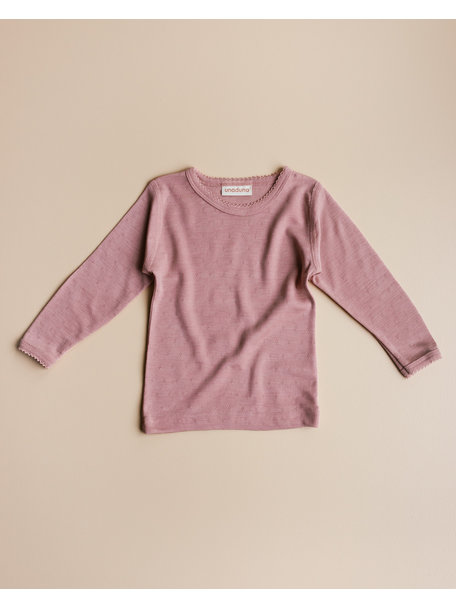 Unaduna Shirt longsleeves pointelle wol/zijde - cameo rose