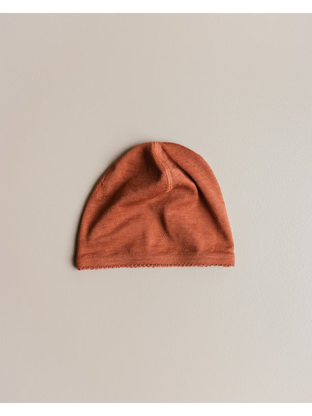 Unaduna Beanie pointelle wol/zijde - umber