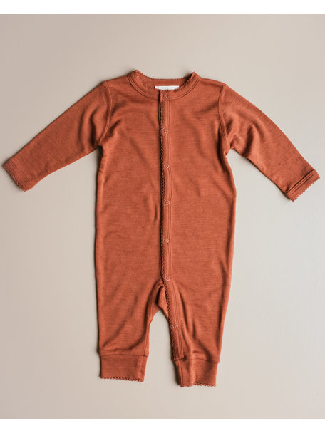 Unaduna Jumpsuit pointelle wol/zijde - umber