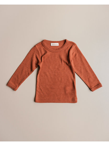 Unaduna Shirt longsleeves pointelle wol/zijde - umber