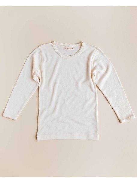 Unaduna Shirt longsleeves pointelle wol/zijde - munkki