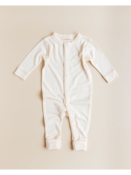 Unaduna Onesie pointelle 2 in 1 feet wol/zijde - munkki