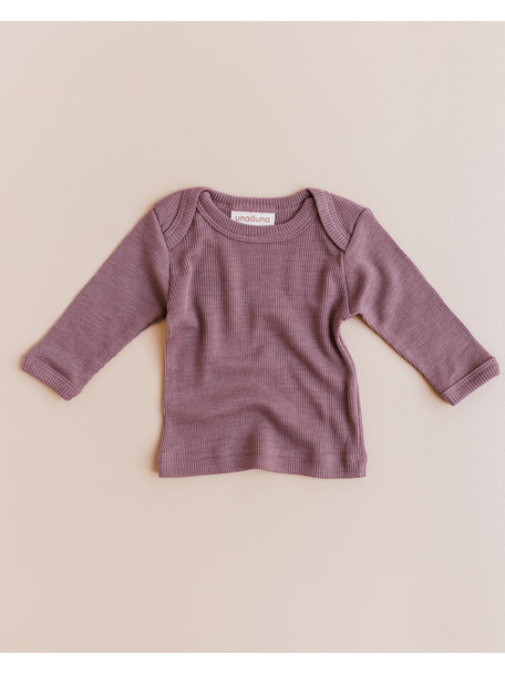 Unaduna Babyshirtje  tiny rib wol/zijde - mauvewood