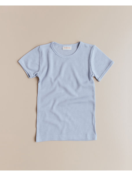 Unaduna Short sleeves tiny rib wol/zijde - blue bird