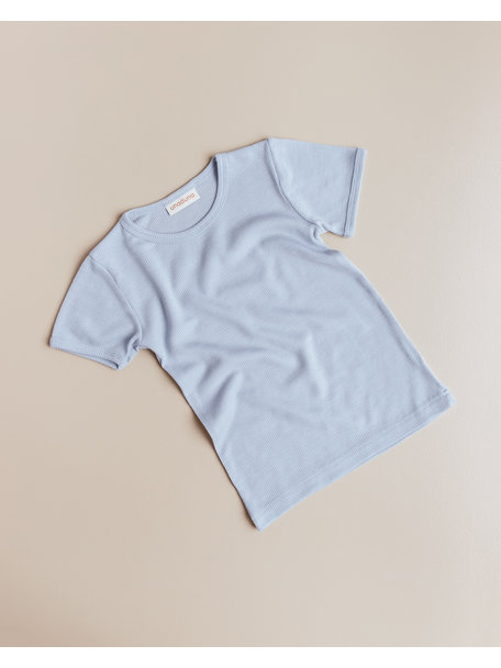 Unaduna Short sleeves tiny rib wol/zijde - blue bird