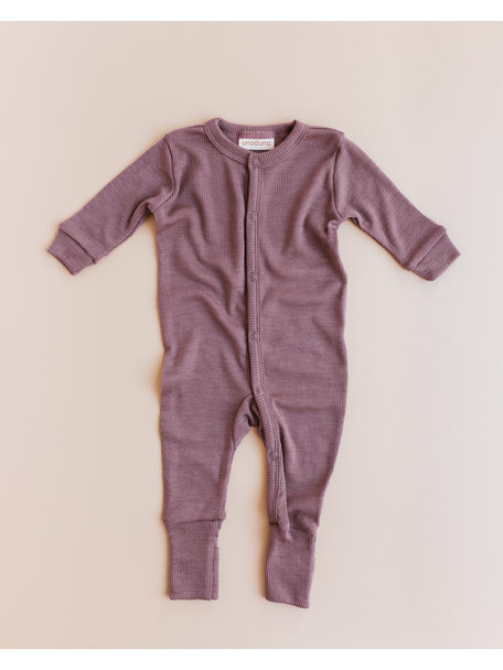 Unaduna Jumpsuit tiny rib wol/zijde 2 in 1 feet  - mauvewood