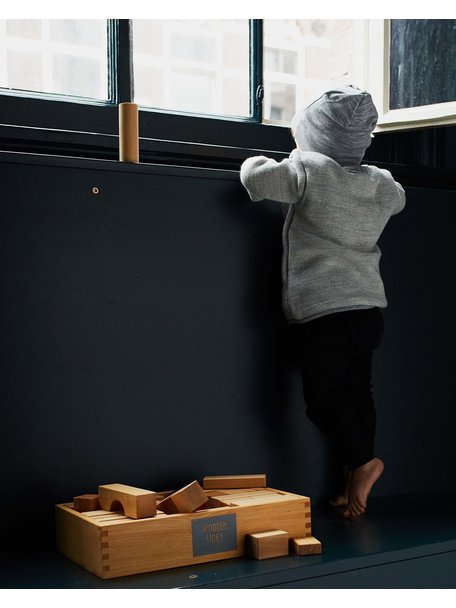 Wooden Story Houten speelgoed blokken in bak - naturel 63 blokken