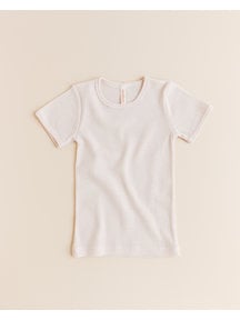 Unaduna Wollen t-shirt short sleeves tiny rib - mazarin