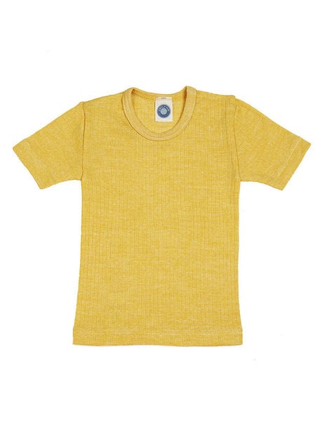 Cosilana Kindershirt korte mouwen van wol/zijde/katoen - geel melange