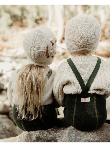 Silly Silas Teddy warmy tights - dark forest green