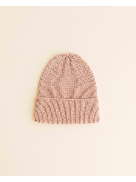 Hvid Ribbeanie newborn Fonzie - rose