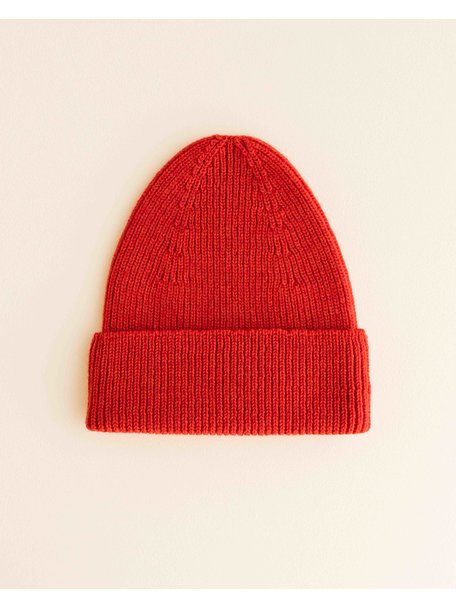 Hvid Dikke ribbeanie Fonzie - red