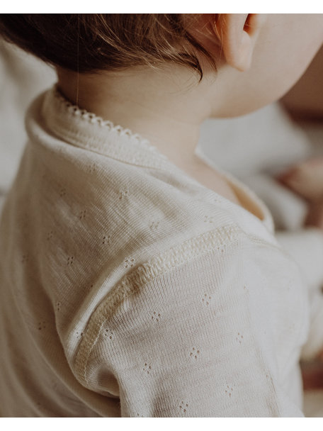 Unaduna Shirt longsleeves pointelle wol/zijde - munkki