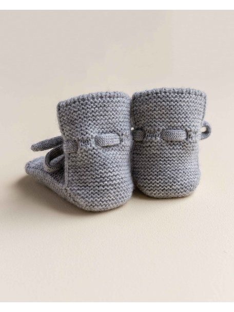 Hvid Slofjes van merino wol - grey melange