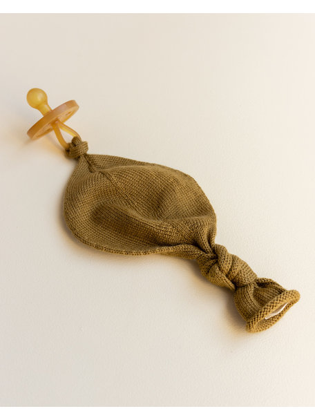 Hvid Titi speen- en knuffeldoekje - mustard