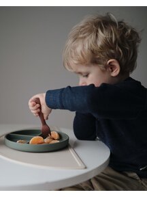 Mushie Bord met vakjes - stone