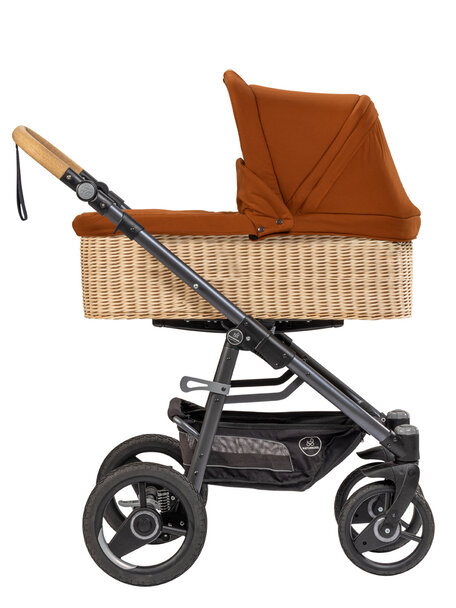 Naturkind Kinderwagen Lux Evo terracotta - basis model inclusief gevlochten reiswieg