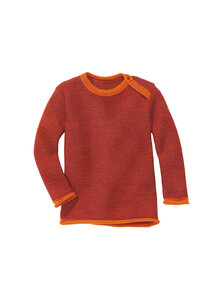 Disana Trui van merino wol - orange/cassis