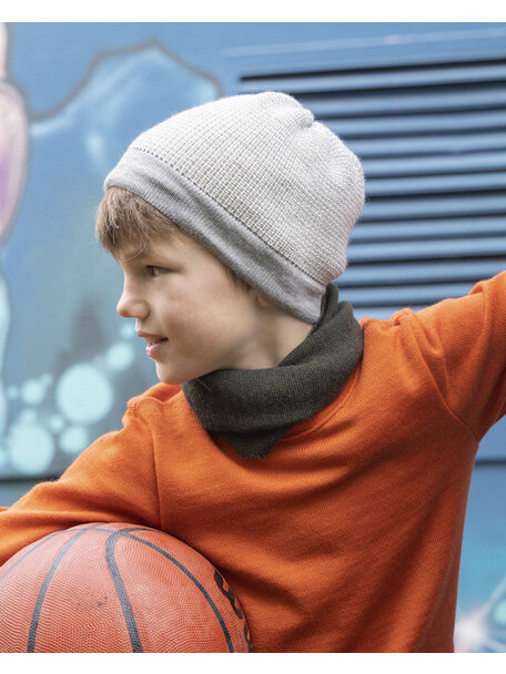 Disana Beanie van wol gemêleerd - donkerblauw/lagoon