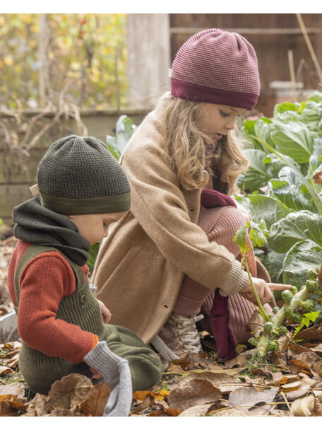 Disana Beanie van wol gemêleerd - roze/naturel