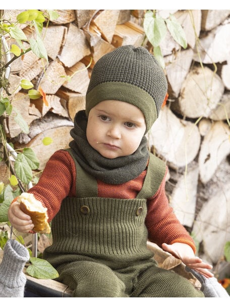 Disana Beanie van wol gemêleerd - roze/naturel